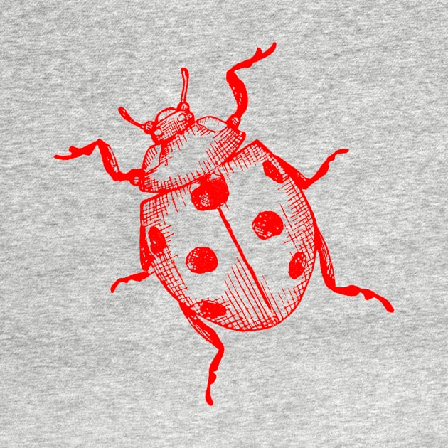 Ladybug Neon Red Insect Black Design Art by Thor